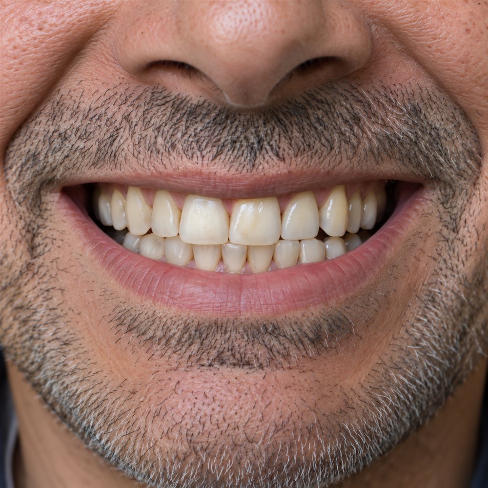 Depois: implante dentário (simulação ilustrativa)